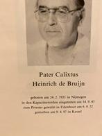 Pater de Bruijn 1921 Nijmegen 1987 Kassel gewijd Udenhout, Verzamelen, Ophalen of Verzenden, Bidprentje