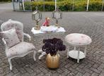 Brocante barok dames fauteuil opnieuw gestoffeerd, Huis en Inrichting, Fauteuils, Ophalen, Zo goed als nieuw, 75 tot 100 cm