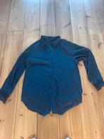 Mooie blauwe satin blouse Nü Denmark, L, Blauw, Ophalen of Verzenden, Zo goed als nieuw, Maat 42/44 (L)