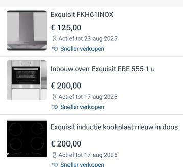 Inbouw oven, inbouw inductiekookplaat, en inox afzuigkap. beschikbaar voor biedingen