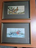 Twee mooie geweven afbeeldingen met lijst., Huis en Inrichting, Woonaccessoires | Schilderijen, Tekeningen en Foto's, Minder dan 50 cm