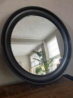 Grote vintage spiegel met bruine kunststof rand, Ophalen of Verzenden, Rond