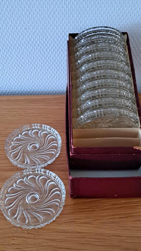 Vintage Kristallen Onderzetters - Set van 12, Antiek en Kunst, Antiek | Glas en Kristal, Ophalen of Verzenden