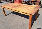Zeer mooie teakhouten tafel met blokpoten 220 x 100 x 80 cm, Huis en Inrichting, Tafels | Eettafels, Ophalen, Rechthoekig, 200 cm of meer