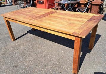 Zeer mooie teakhouten tafel met blokpoten 220 x 100 x 80 cm beschikbaar voor biedingen