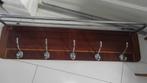 Vintage wandkapstok hout metaal jaren 60, Wandkapstok, Gebruikt, Ophalen of Verzenden, Minder dan 100 cm