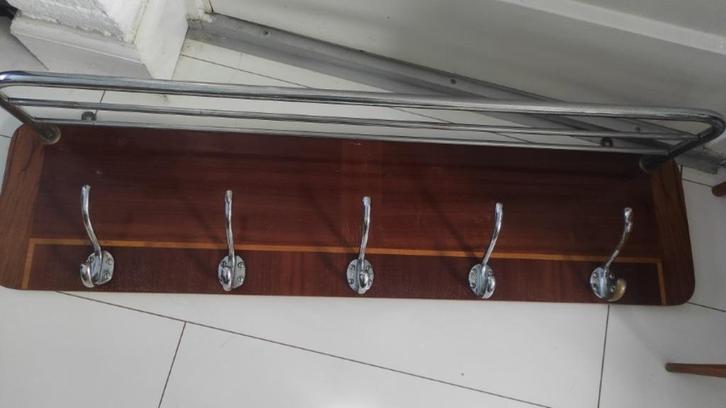 Vintage wandkapstok hout metaal jaren 60, Huis en Inrichting, Woonaccessoires | Kapstokken, Gebruikt, Wandkapstok, Minder dan 100 cm