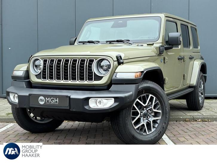 Jeep Wrangler Unlimited 4xe 380 Sahara Apple carplay/android, Auto's, Jeep, Bedrijf, Te koop, Wrangler, 4x4, ABS, Achteruitrijcamera