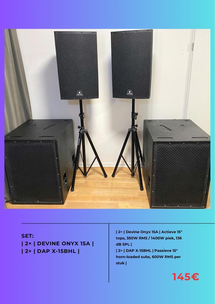 TE HUUR: PA POWER SET, Audio, Tv en Foto, Luidsprekers, Gebruikt, Complete surroundset, 120 watt of meer, Overige merken, Ophalen