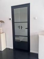 Houten zwarte binnendeur met glas, Ophalen, Gebruikt, 80 tot 100 cm, Binnendeur