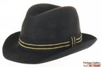 Vintage Gleufhoed JS Haarfilz zwart haarvilt 56,5, Hoed, Ophalen of Verzenden, JS Haarfilz, 57 cm (M, 7⅛ inch) of minder