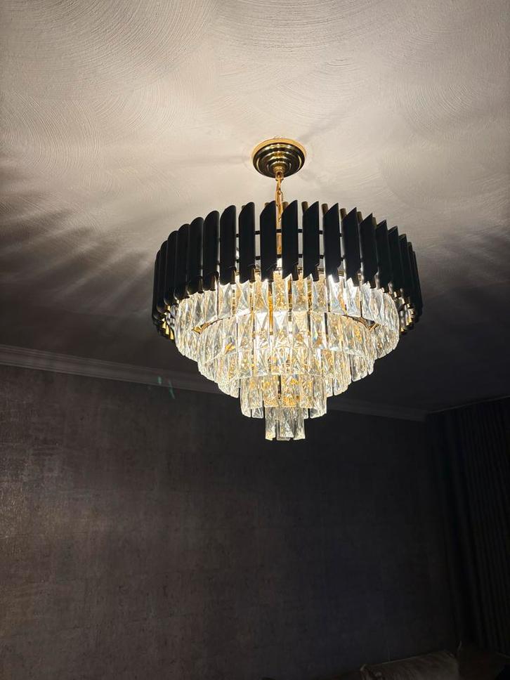 Elegante kroonluchter met kristallen, Huis en Inrichting, Lampen | Kroonluchters, Zo goed als nieuw, Glas, Ophalen