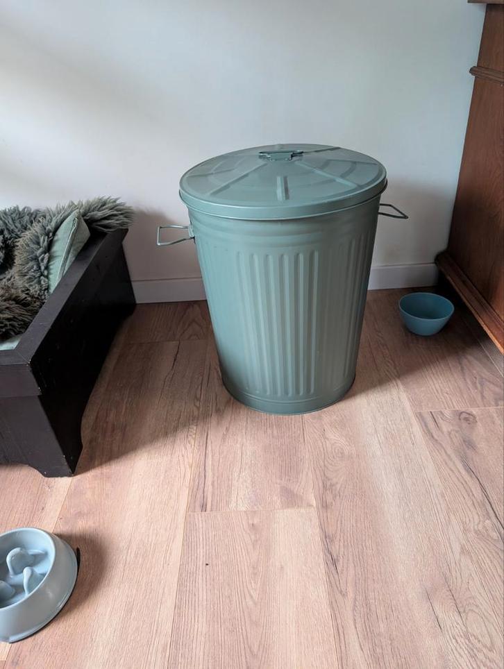 Groene Prullenbak met Deksel, Huis en Inrichting, Woonaccessoires | Prullenbakken, Gebruikt, Metaal, 50 tot 75 cm, 20 tot 30 liter