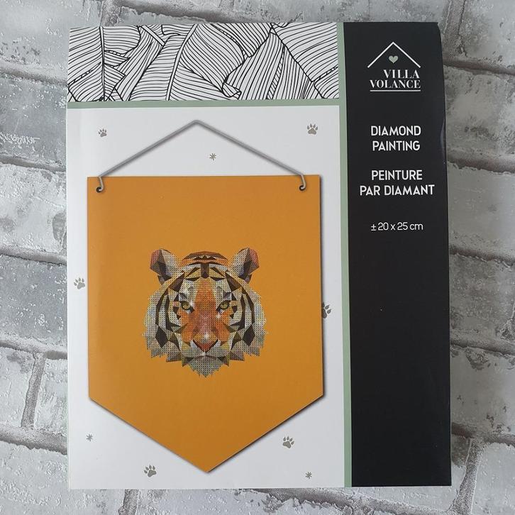 Diamond painting banner, tijger, decoratie, DIY, zelf maken, Hobby en Vrije tijd, Knutselen, Nieuw, Knutselwerk, Ophalen of Verzenden