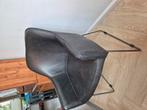 Zwart leren stoel, Huis en Inrichting, Stoelen, Ophalen, Gebruikt, Bruin, Eén