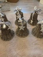 6x Decoratieve rieten kerstklokken met ster, Overige materialen, Wit, Ophalen of Verzenden, Zo goed als nieuw