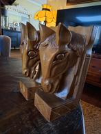 2 antieke paarden boekensteunen houtsnijwerk, Antiek en Kunst, Kunst | Beelden en Houtsnijwerken, Ophalen of Verzenden