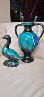 Blue mountain pottery vaas en vogel beeld 30 en 22 cm. 40 eu, Antiek en Kunst, Ophalen of Verzenden