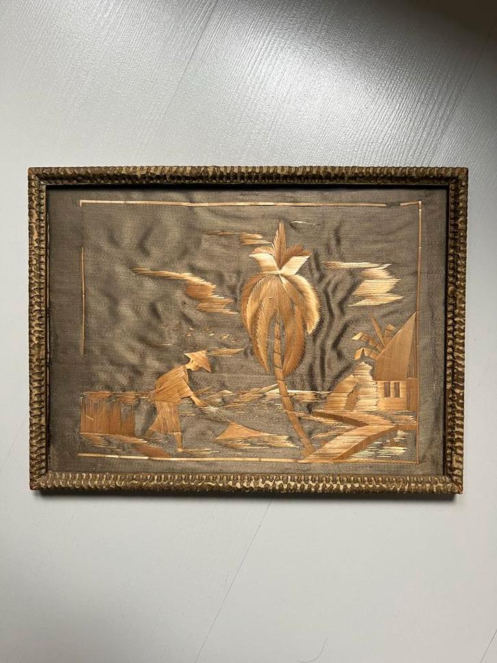 Bananenblad Schilderij - Indonesië, Antiek en Kunst, Kunst | Overige Kunst, Ophalen of Verzenden