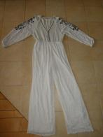 Pull & Bear jumpsuit maat L wijdvallend wit zwart streepje, Maat 38/40 (M), Wit, Zo goed als nieuw, Verzenden