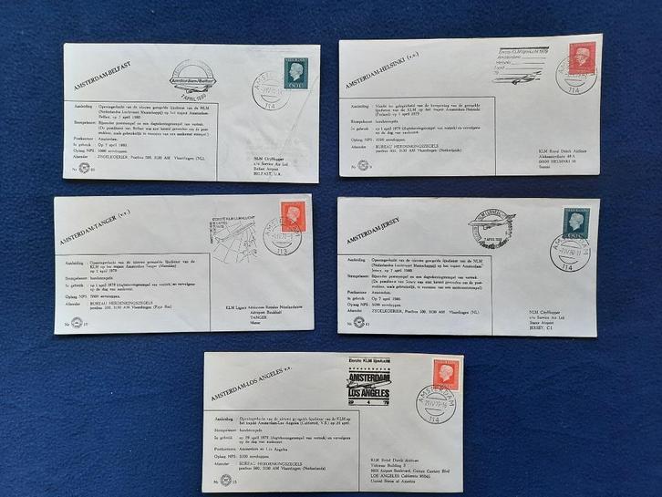5 stuks gelegenheids-enveloppen KLM en NLM gerelateerd, Postzegels en Munten, Postzegels | Eerstedagenveloppen, Nederland, Ophalen of Verzenden