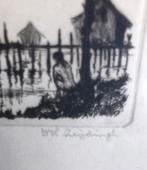 Ets in Lijst achter Glas - Gesigneerd, Antiek en Kunst, Kunst | Etsen en Gravures, Ophalen of Verzenden