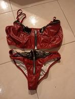 Sexy imitatie leer setje, Kleding | Dames, Ondergoed en Lingerie, Ophalen of Verzenden, Zwart