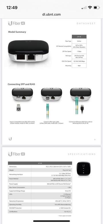Ubiquiti Ufiber UF-AE media converter beschikbaar voor biedingen