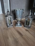 Ijzeren vaas met 2 lantaarns - Ook los te koop!, Huis en Inrichting, Woonaccessoires | Kandelaars en Kaarsen, Ophalen, Gebruikt