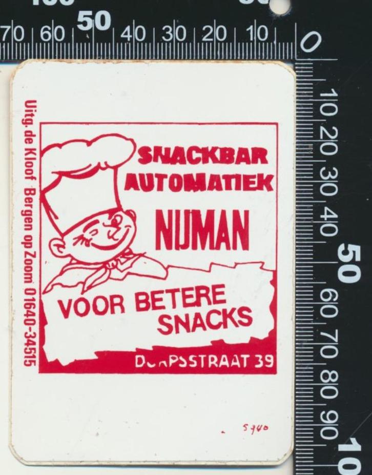 Sticker: Snackbar Automatiek Nijman (2), Verzamelen, Stickers, Zo goed als nieuw, Bedrijf of Vereniging, Ophalen of Verzenden