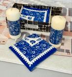 Vintage 1960-1970 cadeau cado servetten kaarsen delftsblauw, Overige materialen, Blauw, Nieuw, Ophalen of Verzenden