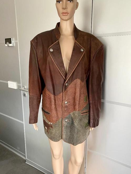 H980 Echt leren jasje maat 50=XXL blazer colbert bruin leer, Kleding | Dames, Jasjes, Kostuums en Pakken, Zo goed als nieuw, Jasje