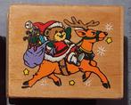 Houten stempel - Kerstbeer op rendier, Ophalen of Verzenden, Zo goed als nieuw, Houten stempel