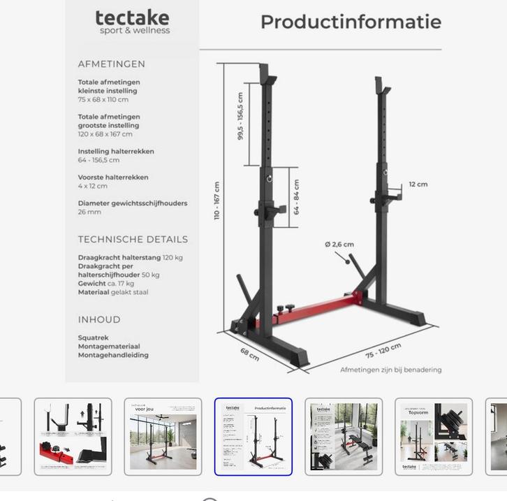Halterstang + krachttrainingrek, Sport en Fitness, Fitnessmaterialen, Zo goed als nieuw, Halterstangen, Armen, Ophalen