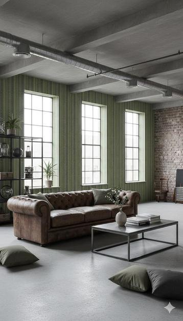 14288 groen grijs vinyl behang met modern dessin swiet   beschikbaar voor biedingen