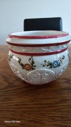 Vintage Italiaanse Bloempot - Handbeschilderd, Gebruikt, Rond, Aardewerk, Tuin