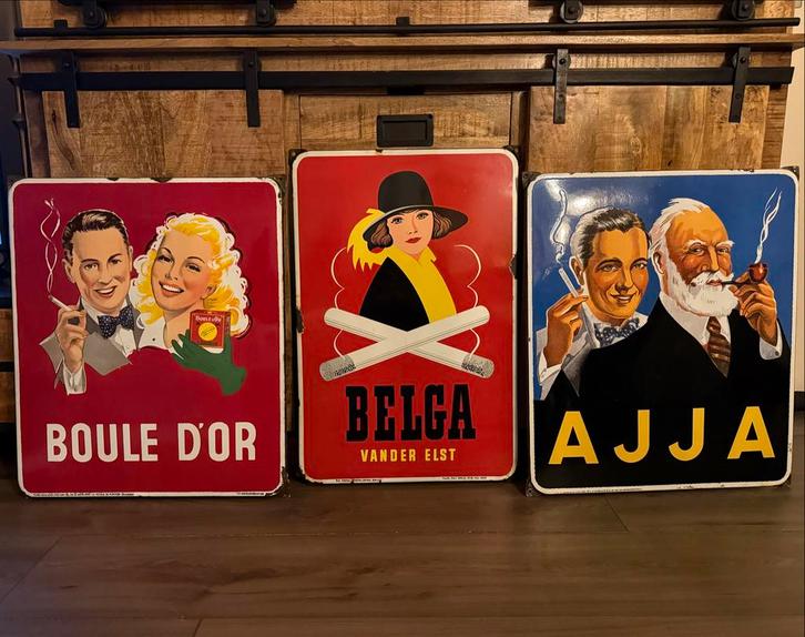 Emaille Reclameborden - Boule d'Or, Belga, Ajja, Verzamelen, Merken en Reclamevoorwerpen, Gebruikt, Reclamebord, Ophalen of Verzenden
