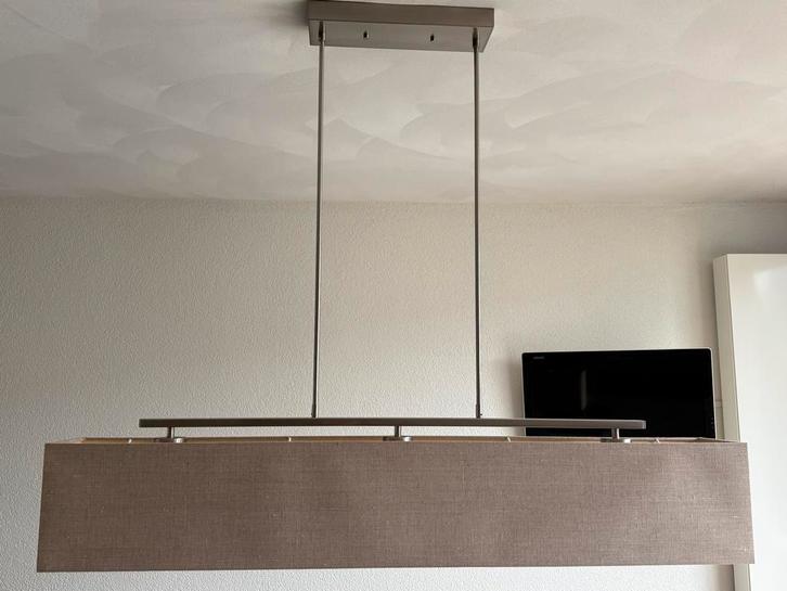 Taupe Plafondlamp - Stijlvol & Modern, Huis en Inrichting, Lampen | Hanglampen, Zo goed als nieuw, 75 cm of meer, Stof, Ophalen