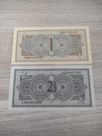 Setje vrijwel UNC biljetten 1 en 2,5 gulden 1949, muntbiljet, Ophalen of Verzenden