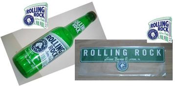 Rolling Rock bier bord en opblaasbare fles Beer Bottle beschikbaar voor biedingen