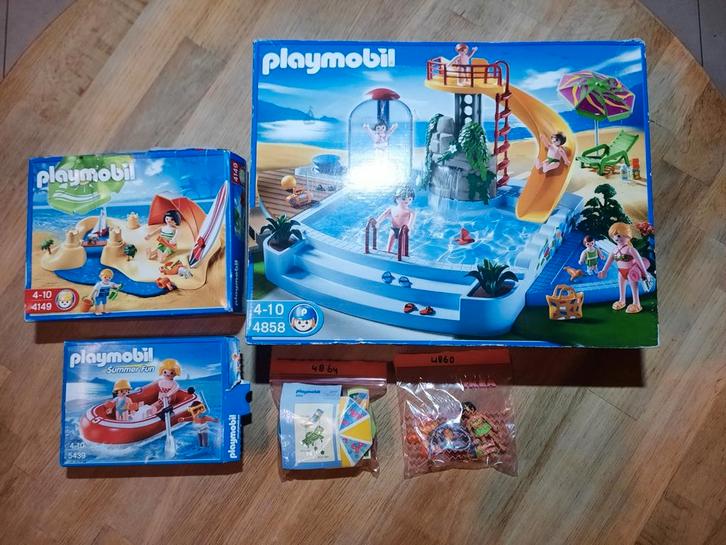 Playmobil pakket 4149 4858 4860 4864 5439 zwembad boot stran, Kinderen en Baby's, Speelgoed | Playmobil, Ophalen of Verzenden