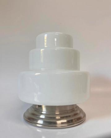 Vintage wit plafondlamp opaalglas getrapte kap Gispen beschikbaar voor biedingen