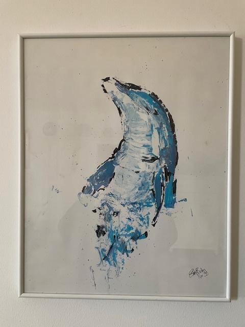 Origineel schilderij Curacao Blauwe dolfijn. Steve Bolton., Antiek en Kunst, Kunst | Overige Kunst, Ophalen