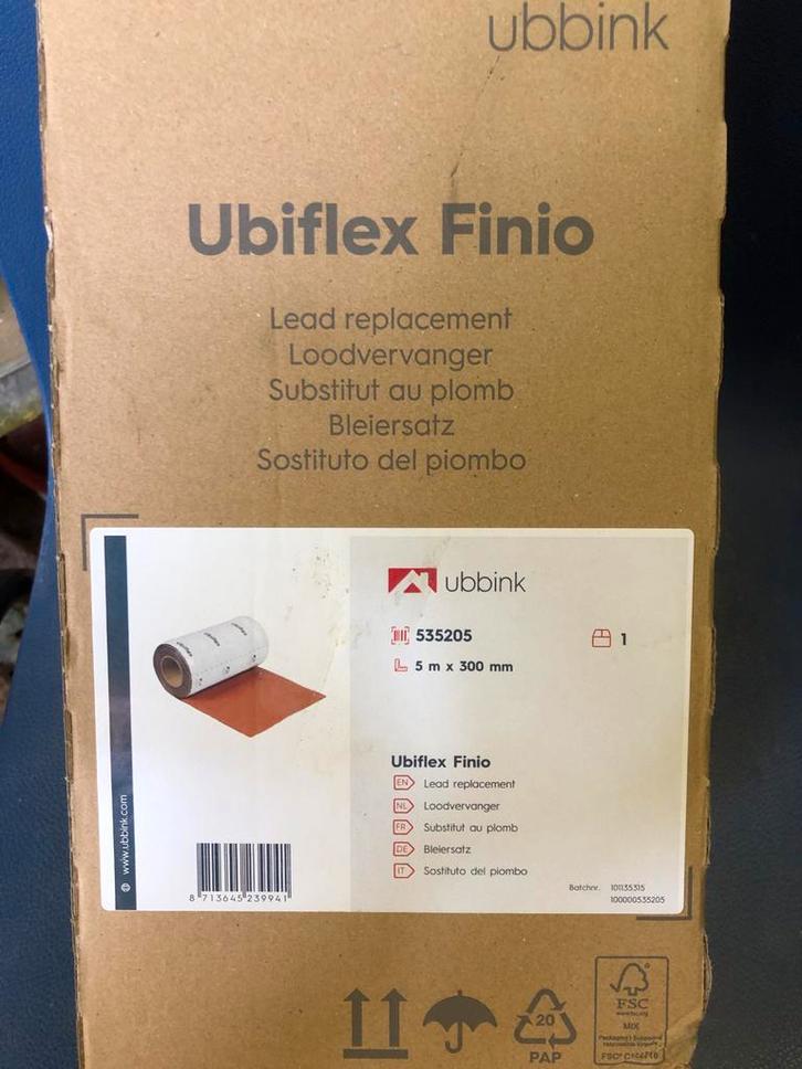2x rollen Ubiflex Finio Loodvervanger 5m x 300mm, Doe-het-zelf en Verbouw, Dakpannen en Dakbedekking, Nieuw, Overige typen, Overige materialen