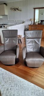 Luxe leren relaxstoel, verstelbaar & draaibaar, Huis en Inrichting, Fauteuils, Ophalen, Gebruikt, 50 tot 75 cm, Leer