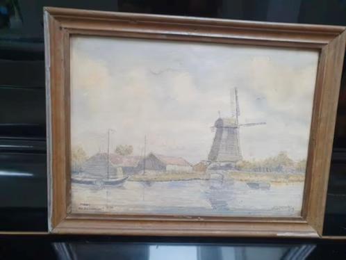 Sijf Portegies Oud Castricum Molen de Eenhoorn Haarlem 1948, Antiek en Kunst, Kunst | Schilderijen | Klassiek, Ophalen