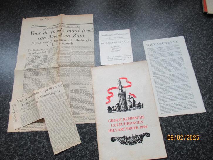 GROOT KEMPISCHE CULTUURDAGEN HILVARENBEEK-1956+ KAARTJE, Boeken, Geschiedenis | Stad en Regio, Gelezen, 20e eeuw of later, Ophalen of Verzenden