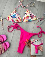 Tweedelige halter bikini set met patroon NIEUW, Kleding | Dames, Ophalen of Verzenden, Nieuw, Roze, Bikini