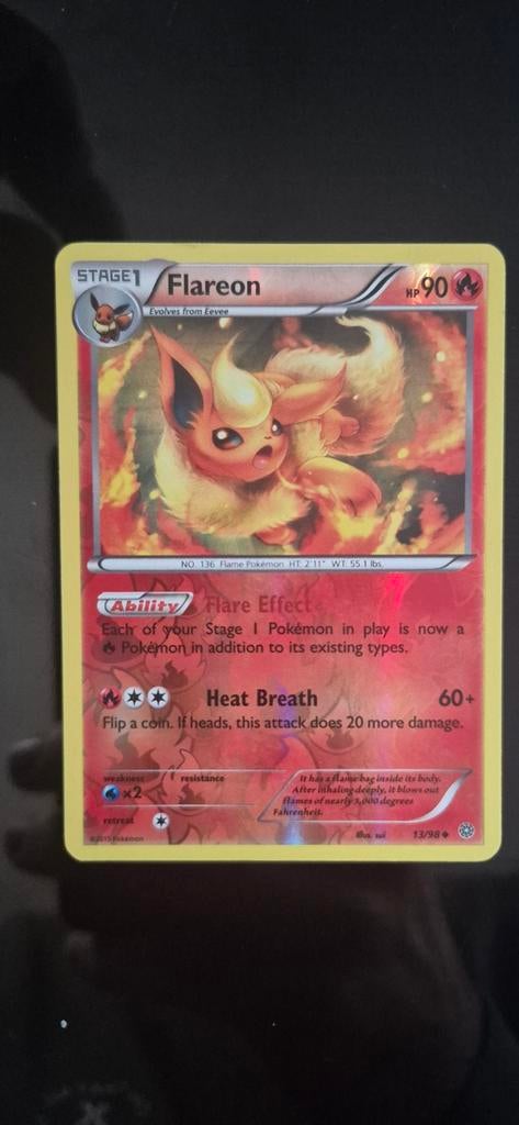 Flareon Pokémon Kaart - 13/98 Reverse Holo, Ophalen of Verzenden, Zo goed als nieuw, Losse kaart