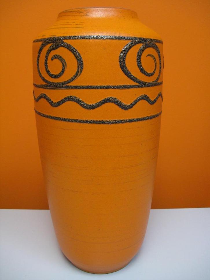 vintage fat lava vloervaas vaas Scheurich West Germany 1970s, Huis en Inrichting, Woonaccessoires | Vazen, Zo goed als nieuw, Oranje